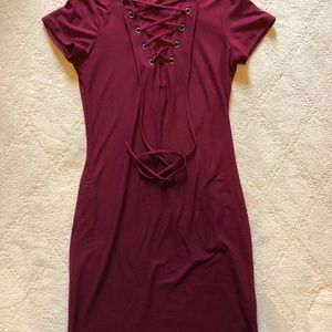 Maroon short bodycon dress; new with tags!
